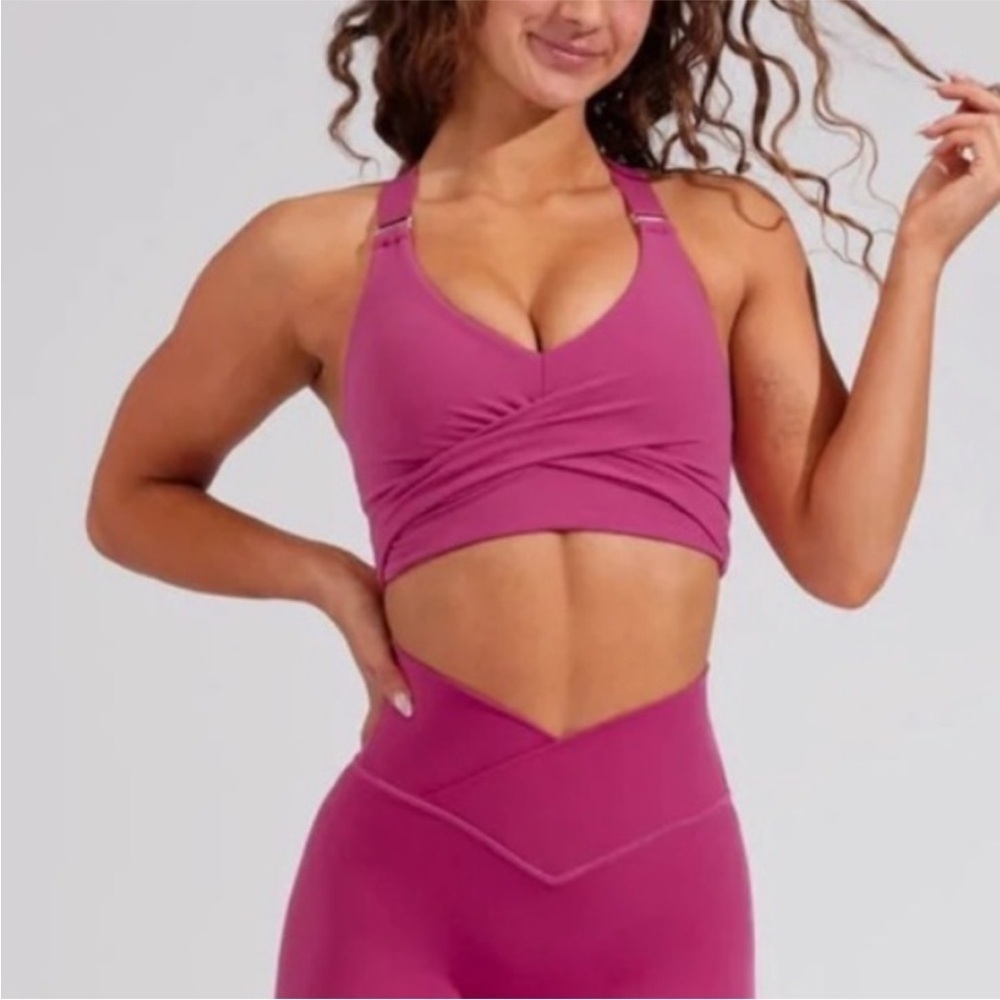 Buffbunny Candy Wrap Sports Bra in Sugar Plum Pink Purple